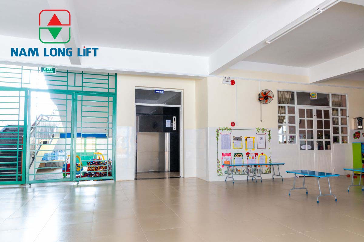 CÔNG TRÌNH LẮP ĐẶT THANG MÁY TẢI THỰC PHẨM TRƯỜNG MẦM NON HỌA MI